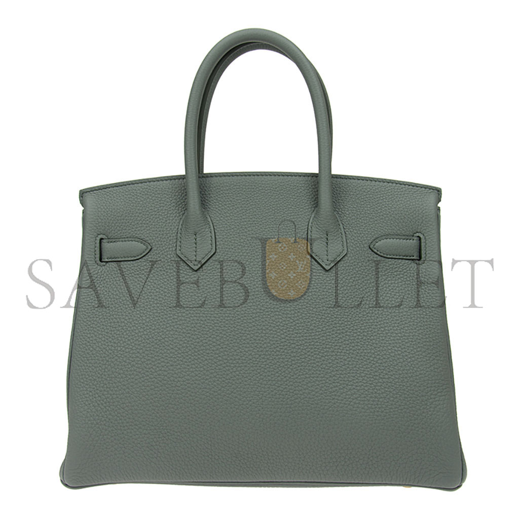 H**mes birkin 30 epsom leather birkin green gold buckle high end bag bk3063tggp4296 (30*23*15cm)